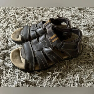 Skechers Fisherman Brown Leather Sandals Men Size 12